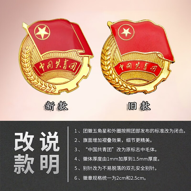 礼兴裔 新款标准共青团团徽中国共青团徽章 学生成人适用 新标准款