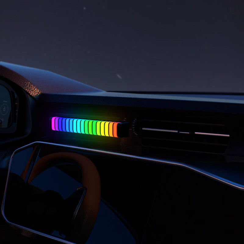 迪彦rgb出风口声控音频节奏灯无线汽车内音乐氛围灯车载呼吸灯拾音灯