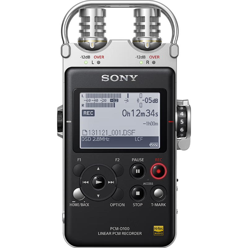 索尼（SONY）数码录音棒/录音笔PCM-D100 32G 黑色 DSD播放格式 大直径定向麦克风 商务乐器学习适用
