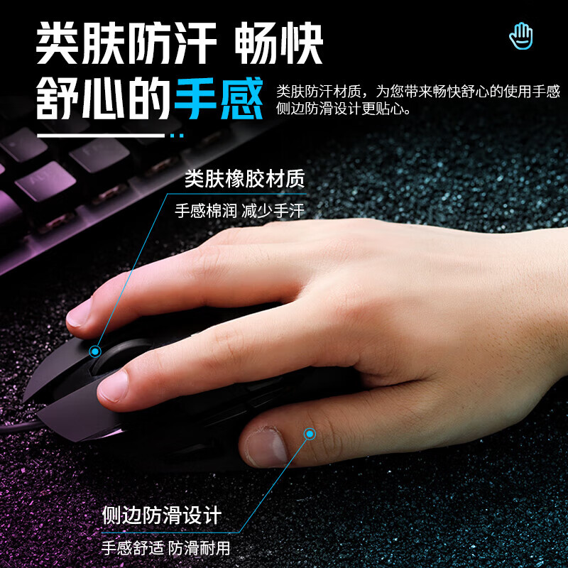 GANO电竞游戏G502鼠标LOL有线usb宏网吧压枪电竞宏定义吃鸡CF滑鼠笔记本台式黑神话悟空 G502熊猫版磨砂黑白【有线宏驱动7200DPI】