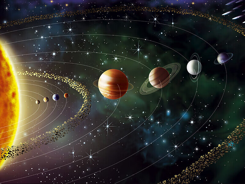 abdt宇宙奥秘太阳系海报大行星图唯美装饰墙贴画星空图背景挂画 l47