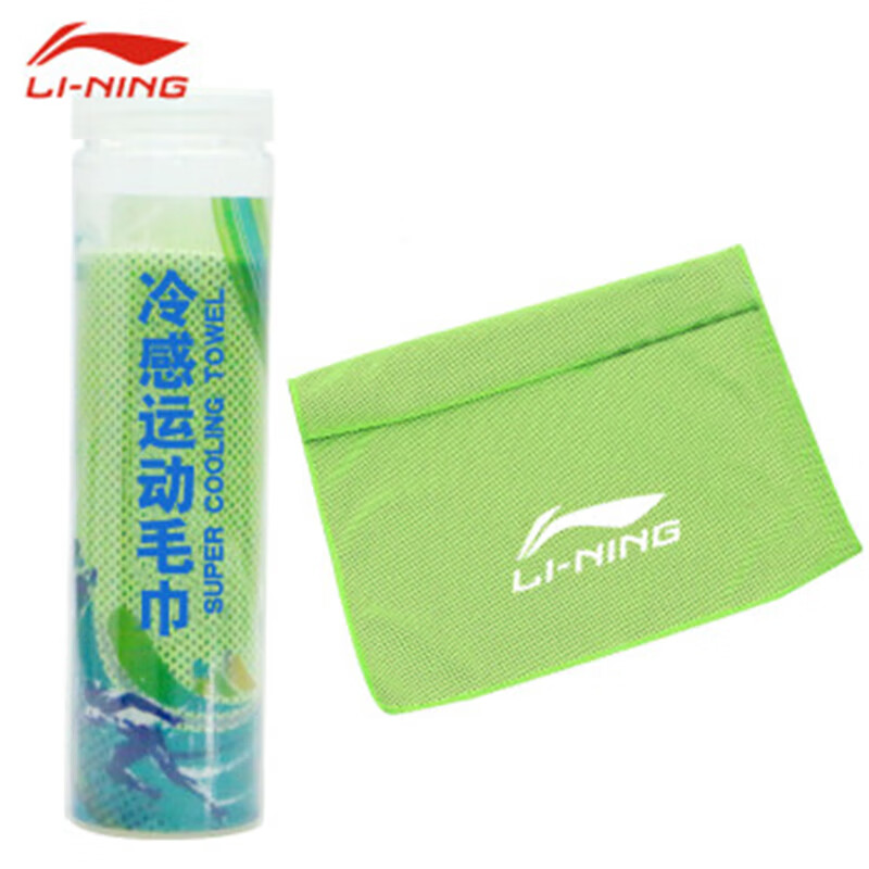 李宁LI-NING冷感运动毛巾冰凉毛巾迅速降温吸汗巾速干荧光绿-桶装