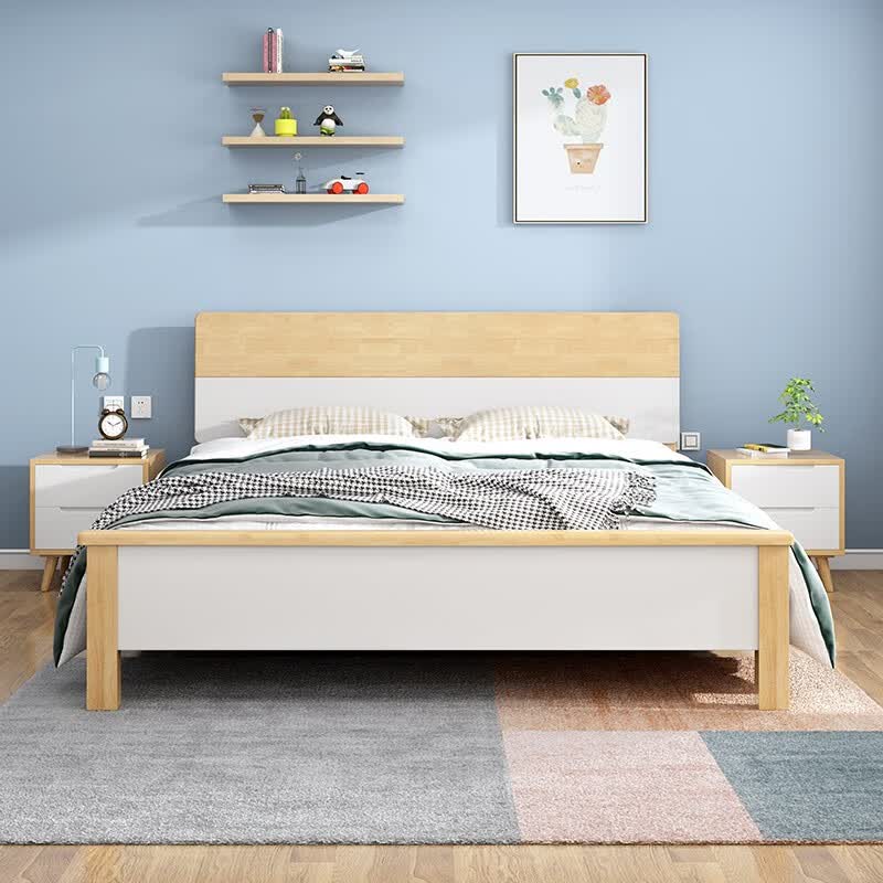 嘉调 现代实木床双人床1.5米单人床1.5m卧室家具1.