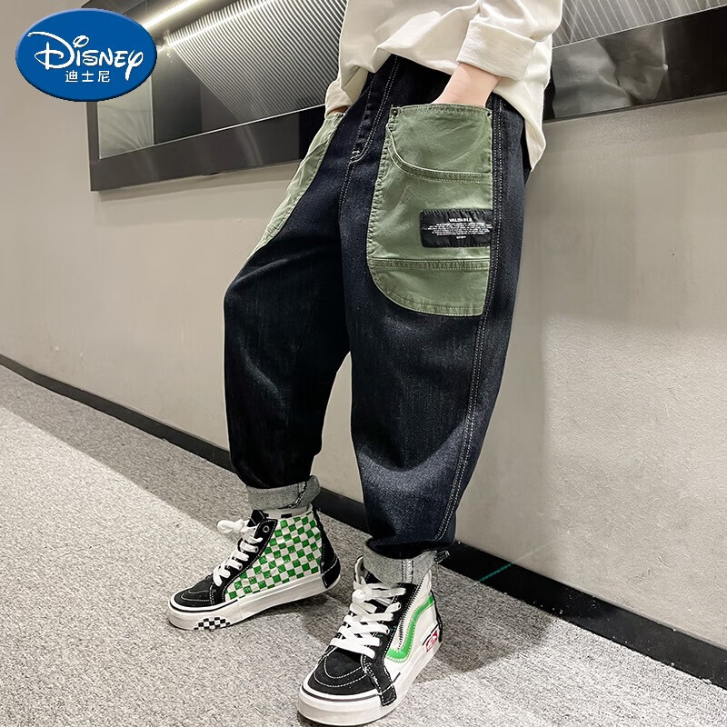 迪士尼(disney)男童牛仔裤春秋款2024秋季新款牛仔裤炸街潮款中大童