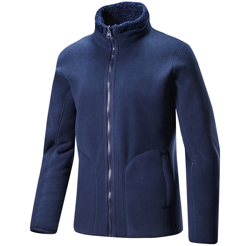 加厚开衫秋冬季立领深蓝摇粒绒达斯绒衣