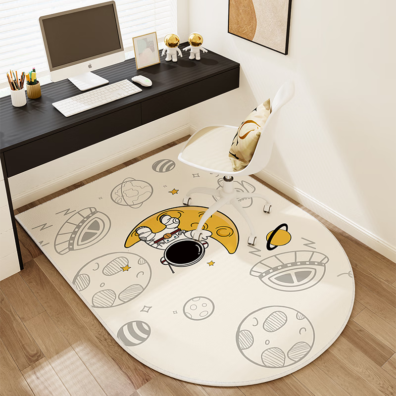 季象电脑椅子地垫书房学习桌滑轮座椅转椅垫子圆形卧室床边梳妆台毯子 SJR-星际时光-大圆角 60X90cm