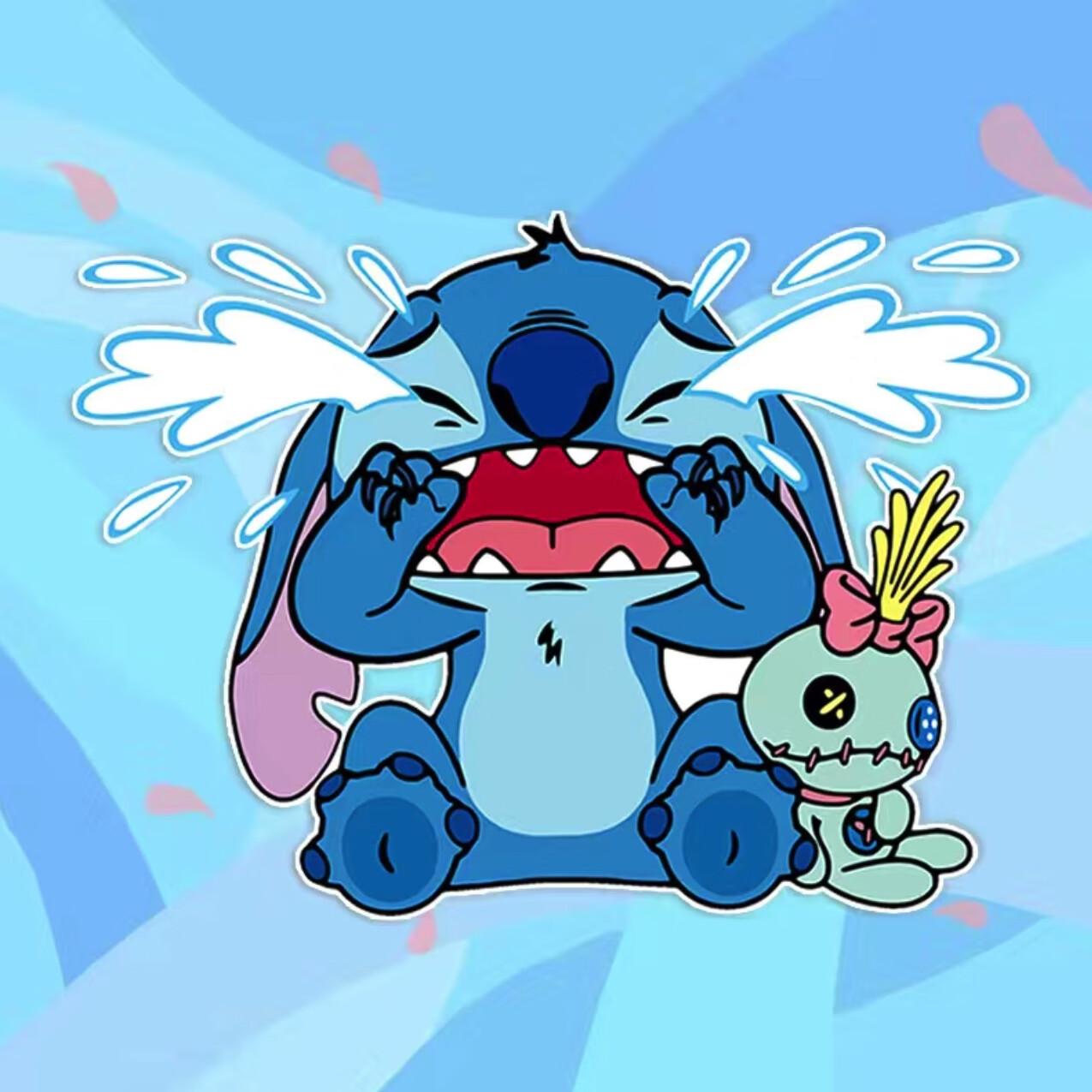 宝贝车贴车窗装饰电动车摩托头盔汽车防水贴纸 史迪仔哭泣13*9cm一张