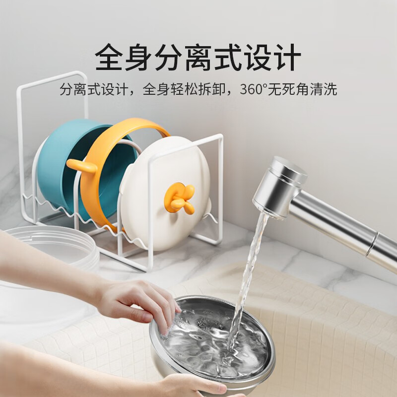 英氏(YEEHOO)辅食碗婴幼儿宝宝专用注水保温碗恒温不锈钢儿童餐具吸盘三件套装 【涧石蓝】碗十叉勺