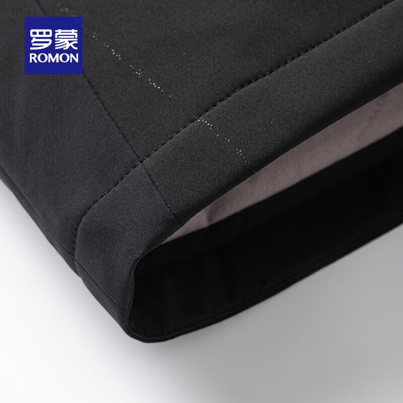 罗蒙(ROMON)可拆卸连帽加厚羽绒服男士冬季中老年保暖短款防寒服外套爸爸装 宝石黑 L (175) 适合120-135斤