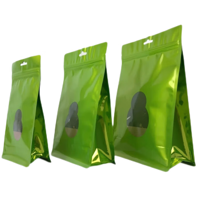 包装袋铝箔袋八边封立体袋红茶绿茶半斤装密封袋500g自封袋子 绿色 20