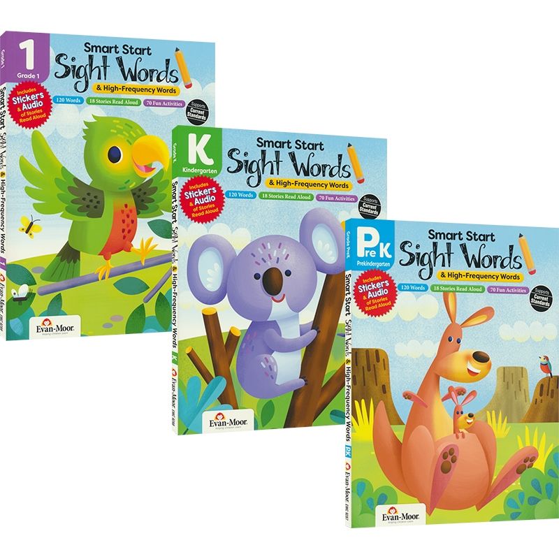 Evan-Moor Smart Start Sight Words PreK - Grade 1 聪 聪慧系列高频词 3册