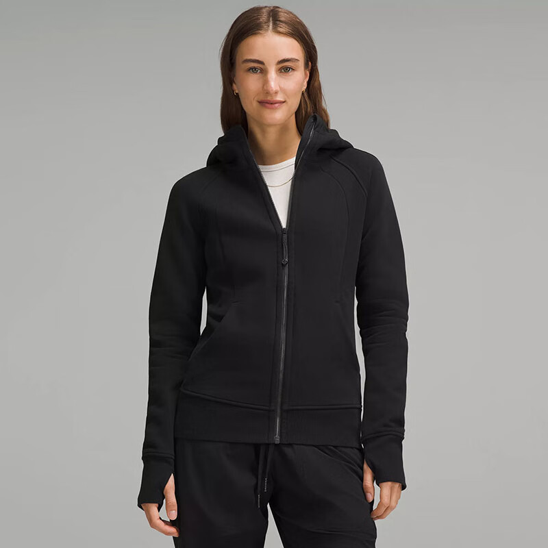 lululemon露露乐檬春秋款女装 Scuba 柔软亲肤 轻盈透气保暖健身运动连帽衫 Black/黑色 XL /12