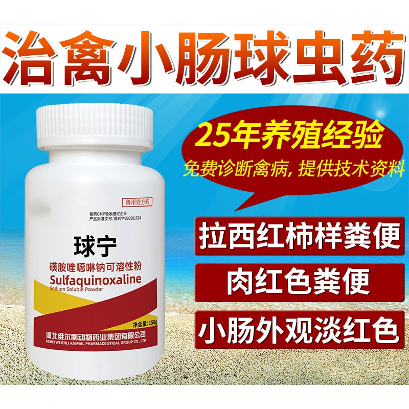 qsllour鸡药小肠球虫药拉番茄粪便磺胺喹恶啉钠家禽抗球虫病球敏兽药