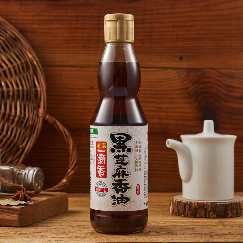 龙溪一滴香 黑芝麻香油455ml/瓶 年货压榨黑芝麻油 调味凉拌烹饪火锅
