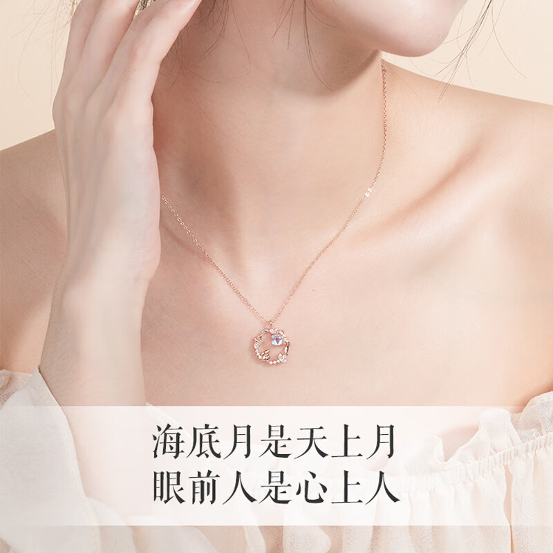 苏十六925银项链女小众款吊坠轻奢高级感锁骨链女生日礼物送女友老婆 项链+手链+耳钉【刻字贺卡】