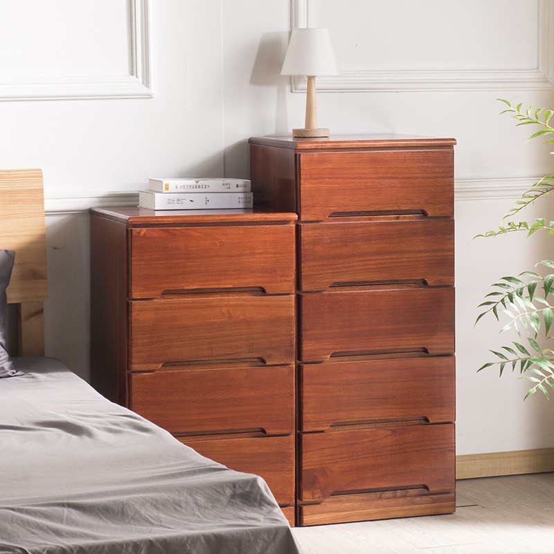 仟艺绘全实木斗柜客厅收纳柜卧室床头柜抽屉柜子多功能五斗柜多层储物柜 窄四斗白【长45*宽40*高82cm】