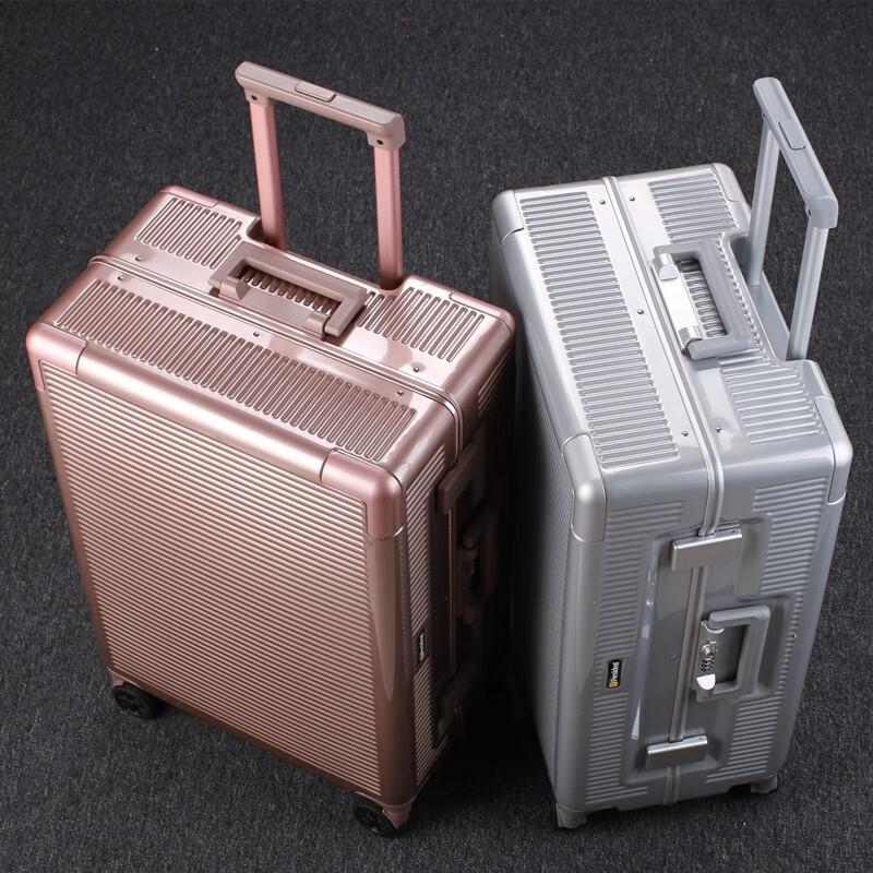 凌秀President凌秀 铝框拉杆箱行李箱男女轻音万向轮登机箱箱镜面箱子 铝框 卡扣 式【奢华银】 20英寸 (登机箱5年保修)