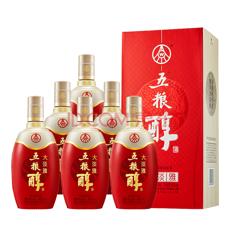 五粮液（WULIANGYE）宜宾五粮液股份出品 五粮醇酒50度浓香型白酒整箱礼盒装送礼自饮 50度 500mL 6瓶 五粮醇大淡雅整箱