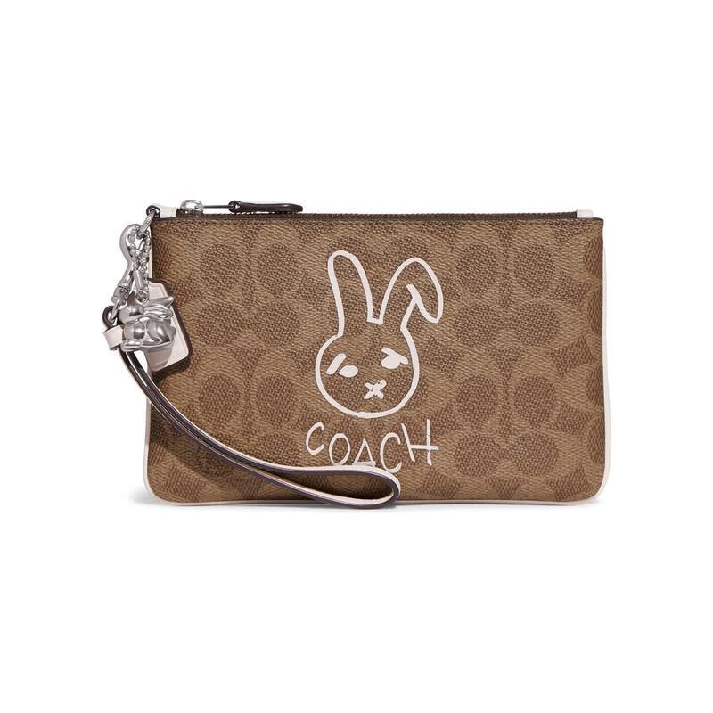 蔻驰(coach)手拿包 兔子经典老花女士零钱包 tan/chalk