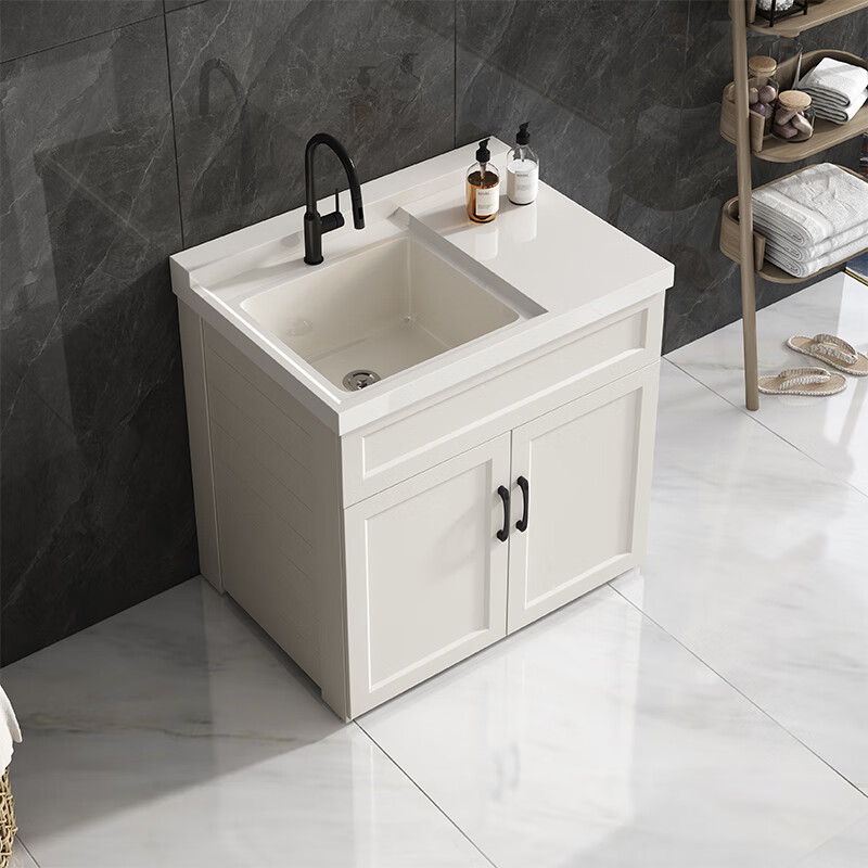 组合一体柜洗衣机柜一体水盆台面冼衣糟定做 80cm洗衣柜盆/柜颜色可选