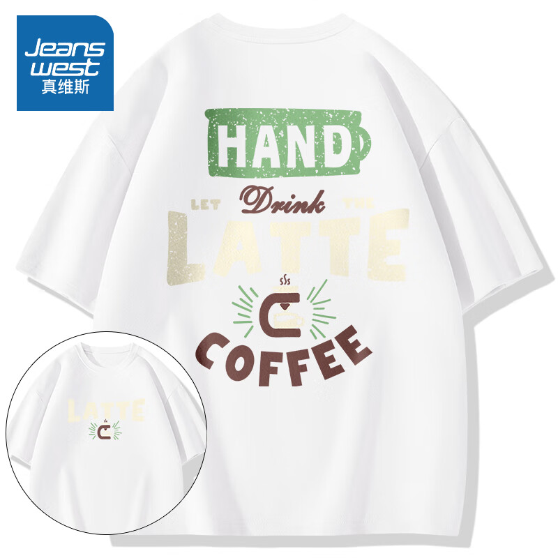 真维斯(jeanswest)男士t恤短袖美式复古潮流宽松体恤2024夏季加肥加大