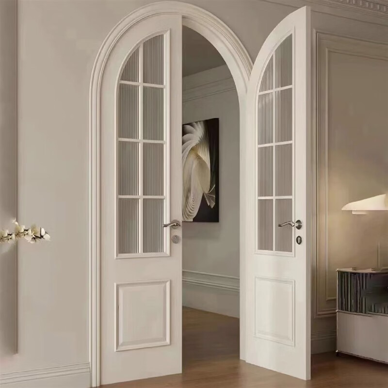 妙普乐复古实木双开门 实木复合烤漆门拱形门卧室门套装门室内门实木