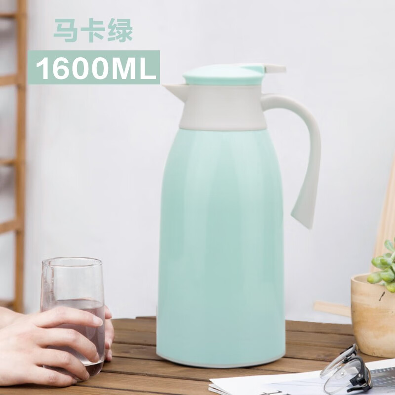 前力水壶保温壶水瓶热水瓶暖瓶大容量 1.6L马卡绿