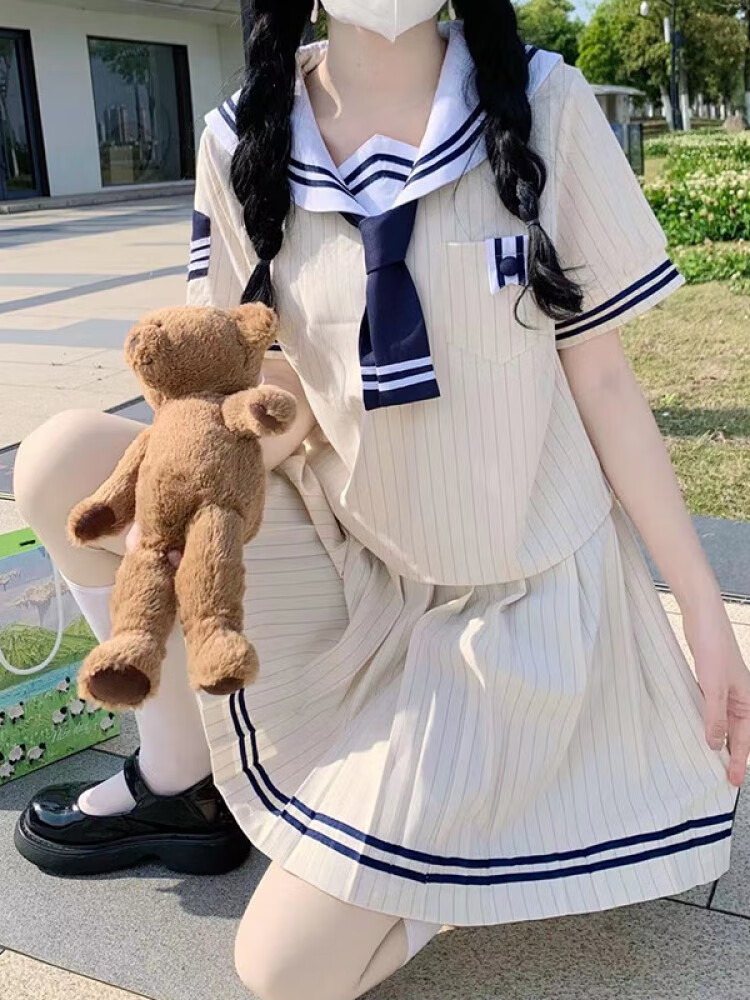 甜禧忆jk制服套装水手服百褶半身裙夏季小个子包臀a字一步短裙学生
