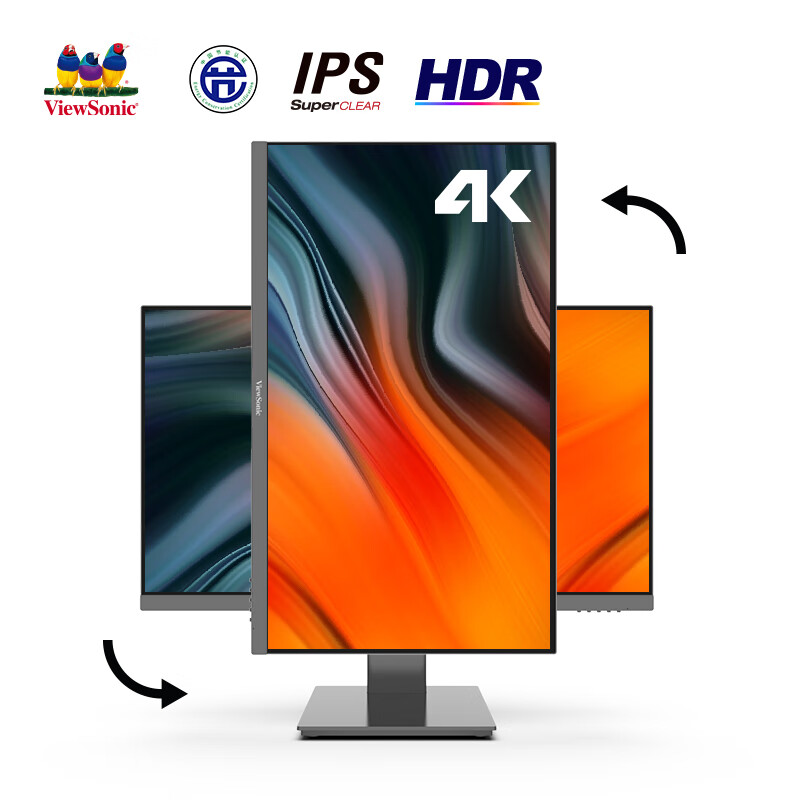 优派 27英寸 4K超清显示器 微边IPS HDR 广色域 可壁挂 游戏电竞ps4 旋转升降电脑显示器VX2762-4K-HD