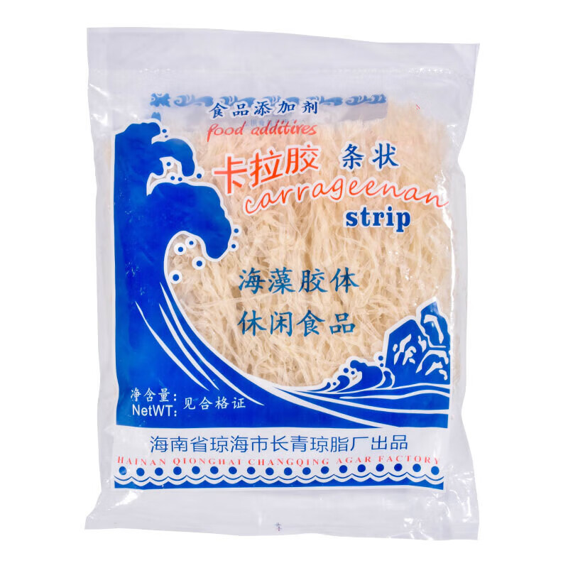 i卡拉胶条食品级烘培原料杏仁豆腐果冻布丁猪皮冻琼脂条软糖定型a