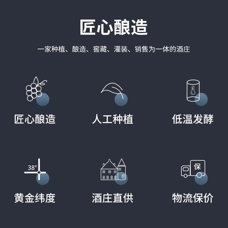 圆润(YUAN RUN)【热门商品】宁夏葡萄酒 圆润国产经典黑比诺干红葡萄酒14度750ml 宝石红 整箱6支装