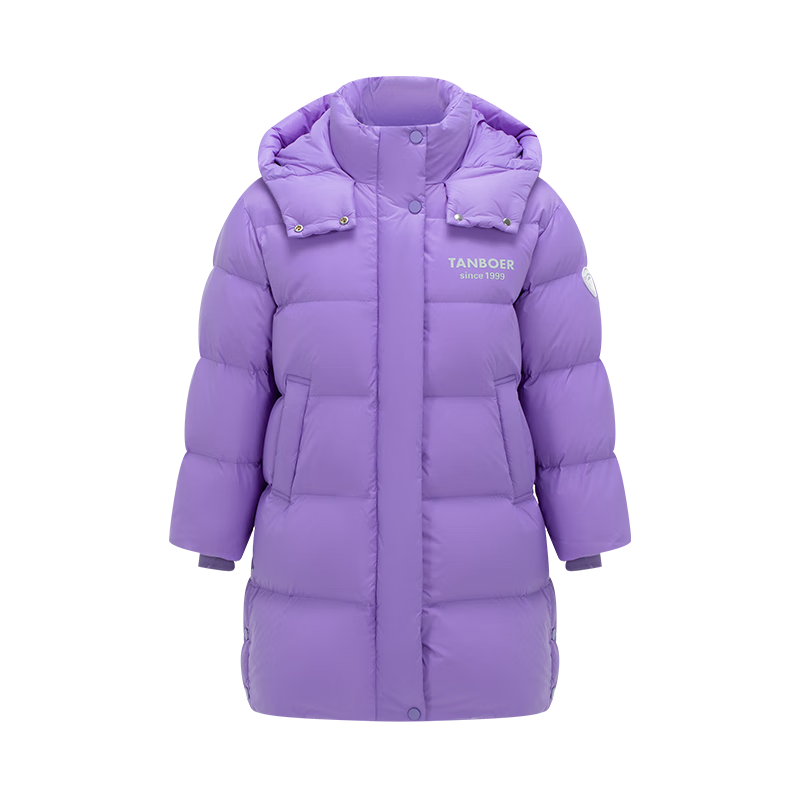 坦博爾羽絨服童男女中長加厚保暖兒童羽絨外套TC331600 簡單紫 120 