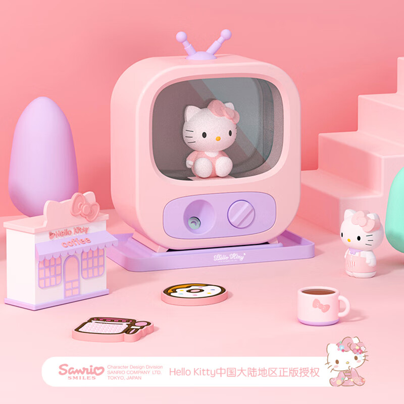 亿觅HelloKitty电视机加湿器迷你纳米喷雾轻巧便携办公室桌面补水仪秋冬加湿送女友新年礼物 Hellokitty加湿器（插电款）