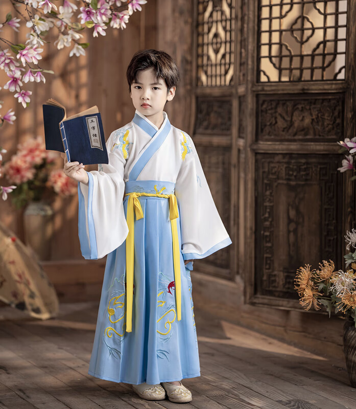 迪士尼(disney)2023新款儿童汉服男童公子少爷装书法古