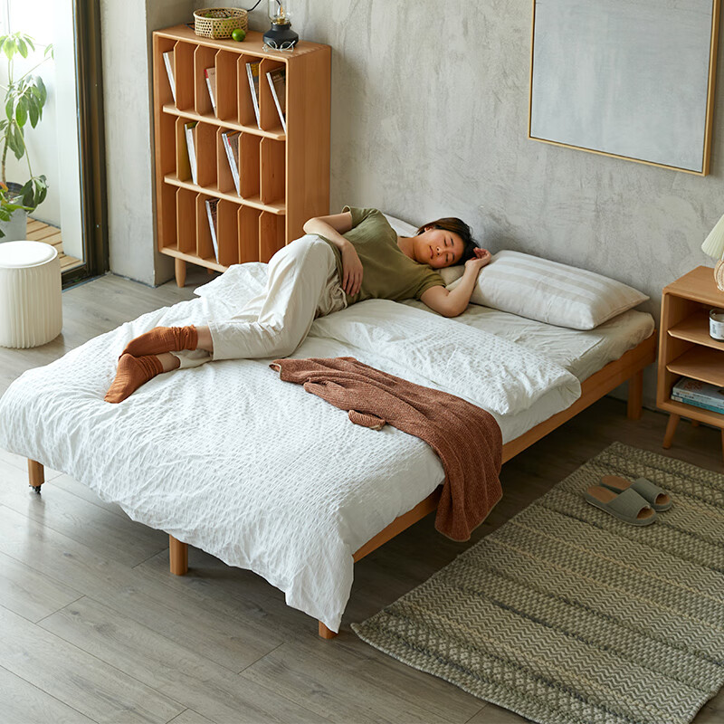 美型美酷伸缩床小户型客厅实木折叠沙发床两用双人单人坐卧两用床铁推拉床 65cm宽/床垫【椰棕+海绵】 1