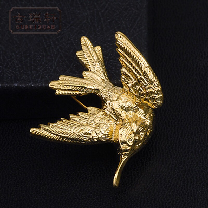 欧美时尚燕子西服西装领针女生毛衣别针配饰品 金色一只
