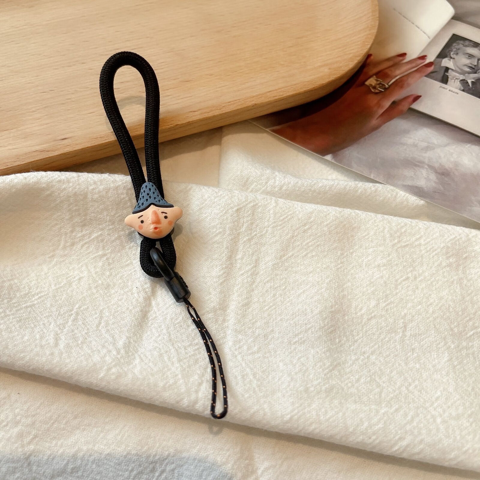 手机挂绳小手绳创意个性指环扣挂件尼龙挂饰短 尼龙指环扣-蓝发男孩