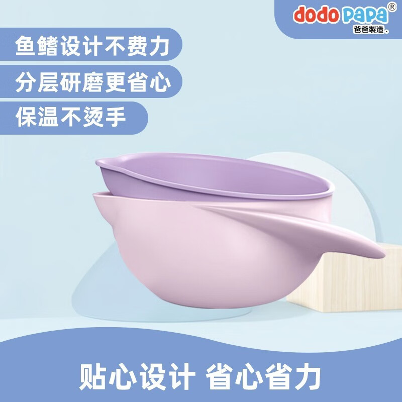 Dodopapa爸爸制造八月碗宝宝喂养碗婴幼儿辅食研磨碗PP材质儿童餐具 浅紫色