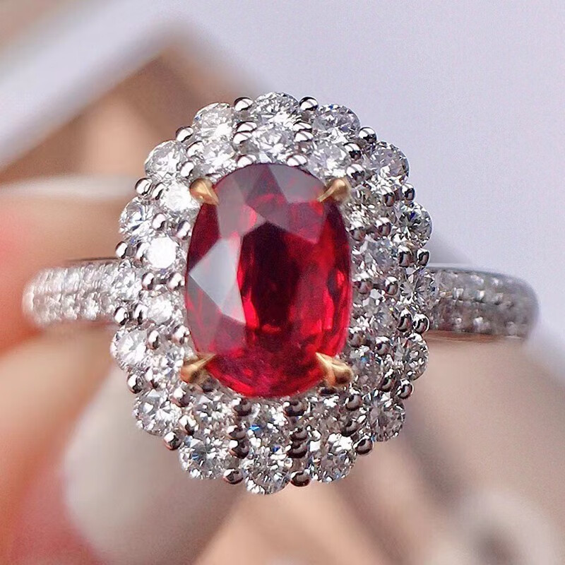 皇家矿工 红宝石戒指珠宝首饰彩宝手饰18K金镶钻 总重4.41克 主石1.05ct