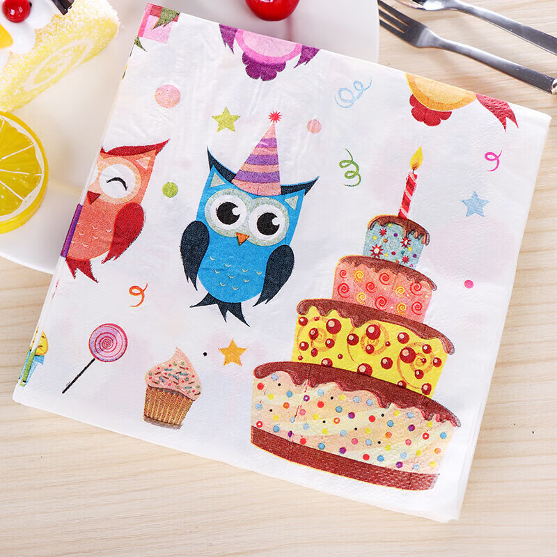 七千色新款彩色印花纸巾 餐巾纸 婚庆派对纸巾 卡通餐巾纸面巾纸