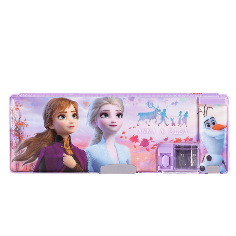 迪士尼（Disney）小學(xué)生文具盒筆盒 大容量?jì)和喙δ茔U筆盒筆削雙面雙開(kāi)收納盒女孩 冰雪奇緣紫色DM29229F1