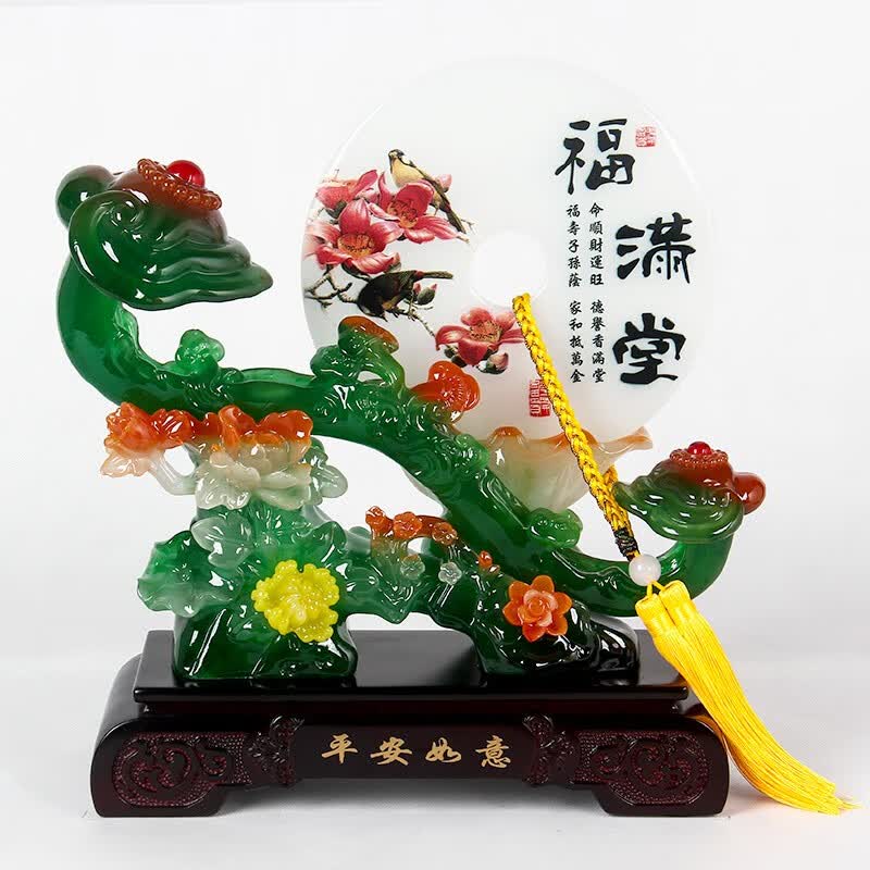 铁圈礼业如意平安扣摆件电视柜客厅摆设工艺品玄关装饰品乔迁新居入宅礼品 A款天道酬勤 高29cm 长27cm