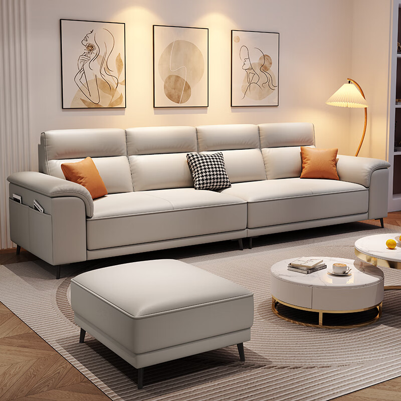 星成豪庭(xingchenghaoting)奶油风猫抓布沙发客厅小户型直排简约现代