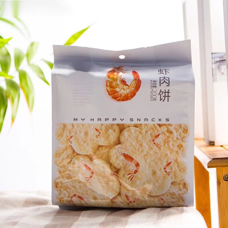美朝福虾肉饼怀旧零食膨化独立小包装儿时网红梅花形 1袋虾肉饼200g的