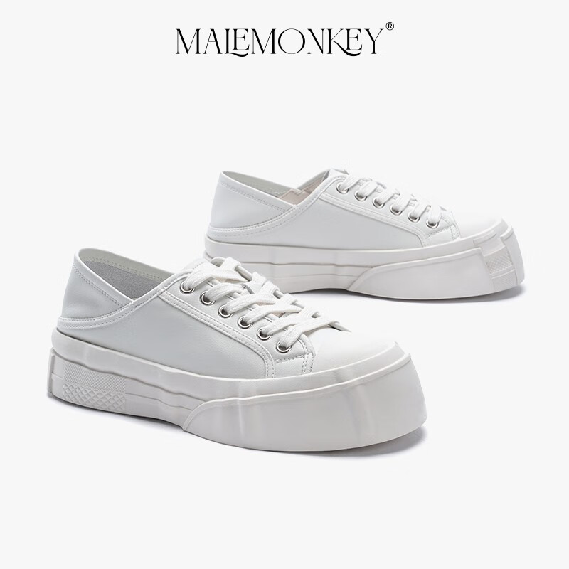 公猴(male monkey)板鞋女春季新款厚底增高小白鞋真皮设计感百搭休闲
