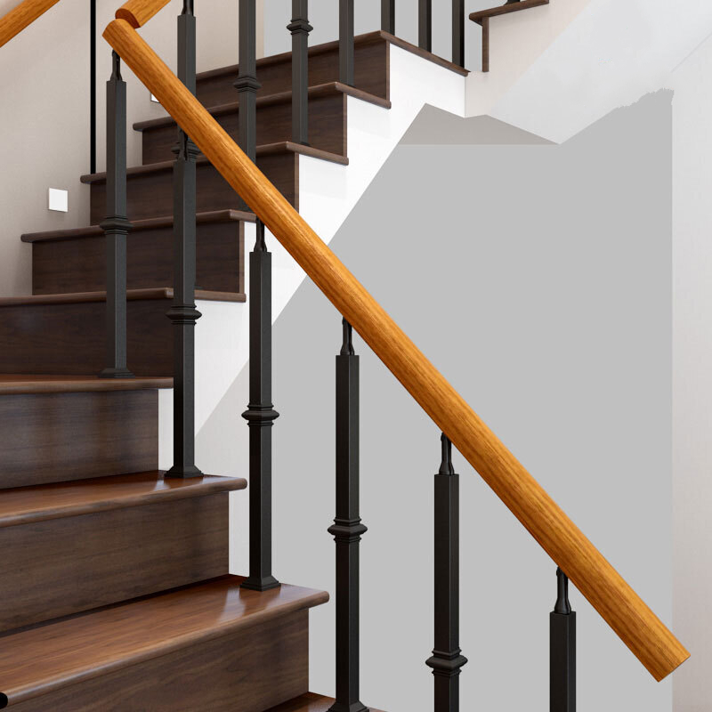 短云定制铁艺木楼梯立柱实木栏杆扶手柱复式旋转护栏室内家用阳台