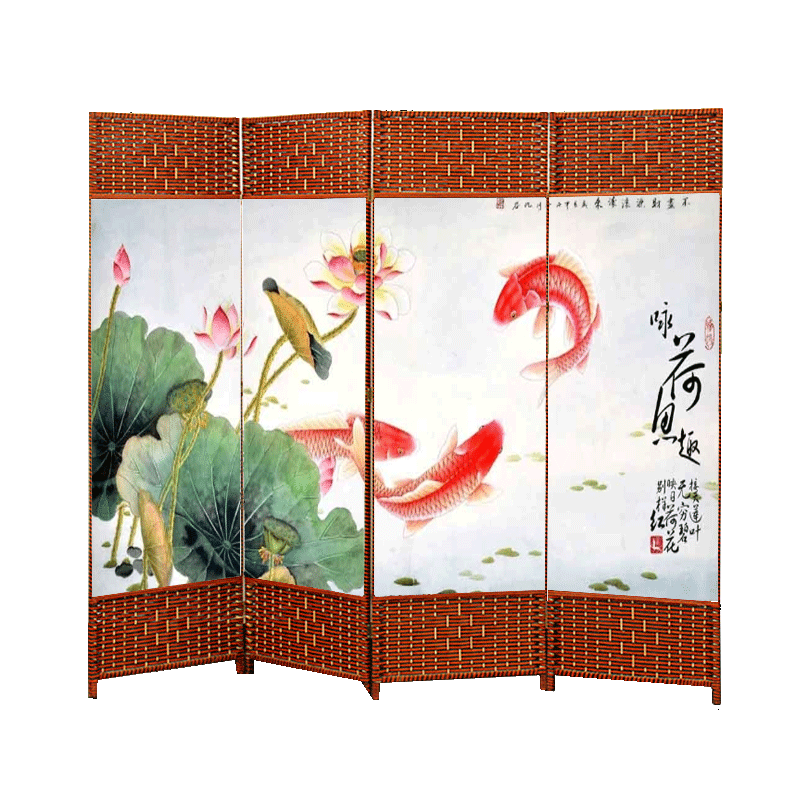 帝兰慕 屏风隔断客厅布艺现代简约中式移动折屏座屏玄关卧室酒店养生馆隔断办公室遮挡简易实木屏风帘 1.8米高*0.5米宽双面图案 一扇价格