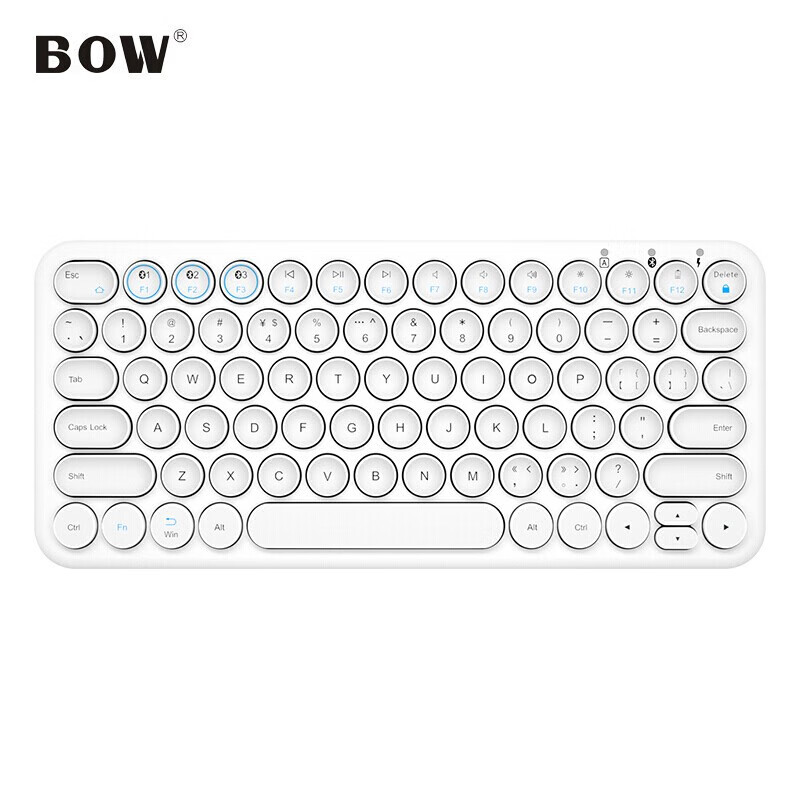 航世（BOW）HB098SL键盘 无线蓝牙键盘 办公键盘 超薄便携 78键 手机平板ipad充电键盘 按键静音 白色 自