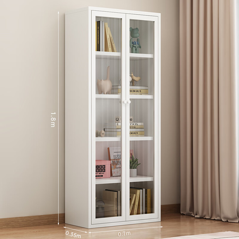 落地现代简约收纳柜客厅防尘带玻璃展示柜 白色玻璃双开门【落地款】