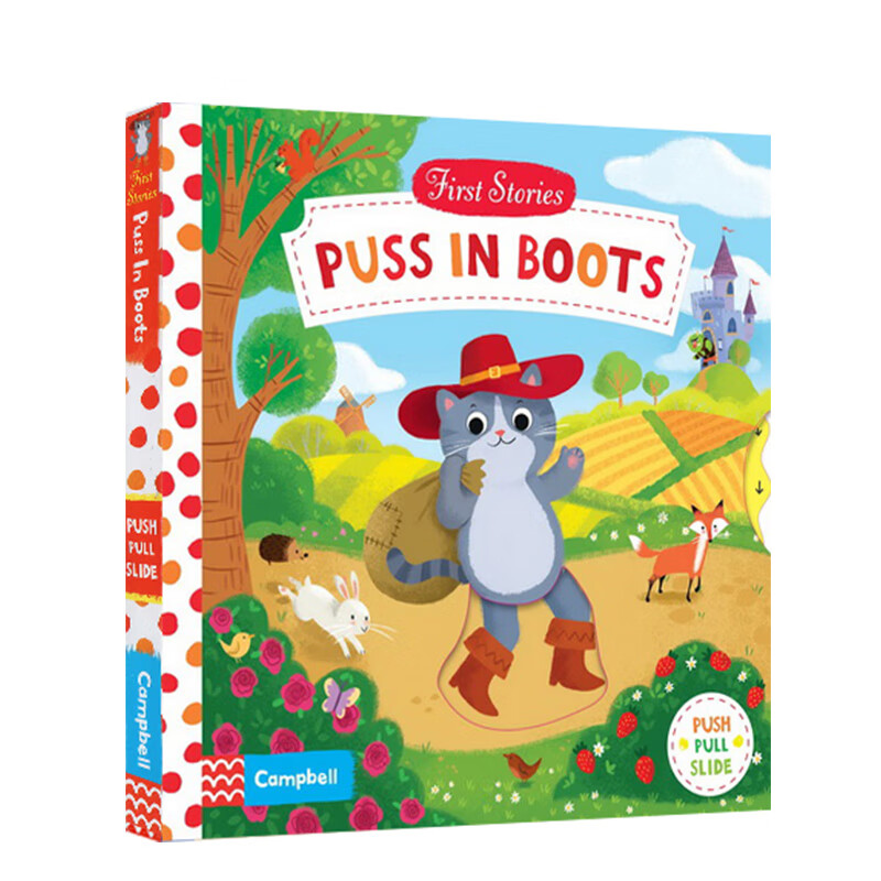 预订英文原版 puss in boots 穿靴子的猫  童话篇操作机关书亲子互动